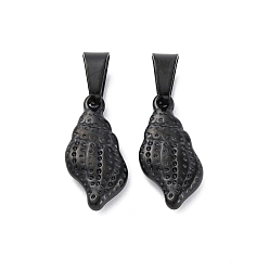 Черный Ионное покрытие (ip) 304 подвески из нержавеющей стали, спиральная оболочка, чёрные, 18.5x9.5x3.5 мм, отверстие : 4.5x5.5 мм