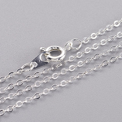 Silver Brass Cable Chain Necklace, Silver Color Plated, Nickel Free, chain: 2mm long, 1.5mm wide, 18 inch