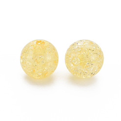 Gold Transparent Crackle Acrylic Beads, Round, Gold, 14x13mm, Hole: 2.5mmhole: 2.5mm, about 340pcs/500g.