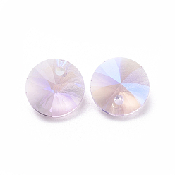 Розовый Стеклянные украшения из горного хрусталя, граненые, конус, светло-розовый, 8x4 мм, отверстие : 0.8 мм