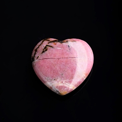 Rhodonite Natural Rhodonite Love Heart Stone, Pocket Palm Stone for Reiki Balancing, Home Display Decorations, 20x20mm