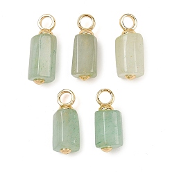 Зеленый Авантюрин Прямоугольные подвески из натурального зеленого авантюрина, с латунной фурнитурой , реальный 18 k позолоченный, без кадмия и без свинца, стойки покрытие, долговечный, 18~20x7~8x7~8 мм, отверстие : 3 мм