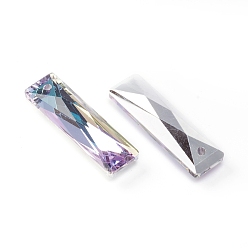 Светло-витражный Стеклянные подвески, граненые, прямоугольные, витражный свет, 25x7x5 мм, отверстие : 1.4 мм