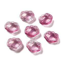 Old Rose Transparent Glass Beads, Lock, Old Rose, 14x16x7mm, Hole: 1.2mm