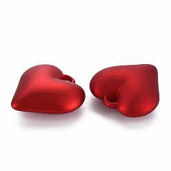 FireBrick Opaque Spray Painted Acrylic Pendants, Heart, FireBrick, 28x28x11.5mm, Hole: 2mm
