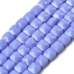 Средний Синий Шифер Непрозрачное стекло бисер нитей, квадратный, граненые, средний грифельно-синий, 5.5~6x6x4~4.5 мм, отверстие : 1 мм, около 100 шт / нитка, 22.44~22.56 (57~57.3 см)