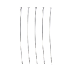 Серебро Латунные шпильки с плоской головкой, без кадмия и без свинца, серебряный цвет гальваническим, Размер: около 0.75~0.8 мм толщиной, 5.0 см длиной, Руководитель: 2 mm, Около 250 шт / 50 г