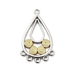 Золотой & Цвет Нержавеющей Стали Ионное покрытие (ip) 304 звенья компонентов люстры из нержавеющей стали, слеза, золотые и нержавеющая сталь цвет, 31.5x19.5x2.5 мм, отверстие : 1.6 мм