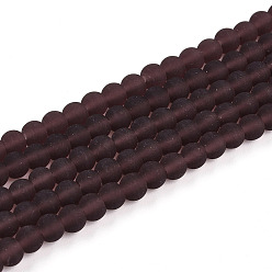 Кокосово-Коричневый Прозрачные стеклянные бусины, круглые, матовые, кокосового коричневый, 4~4.5 мм, отверстие : 0.9 мм, около 105~106 шт / нитка, 14.96~15.16'' (38~38.5 см)