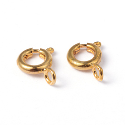 Oro Cierres de anillo de resorte de latón, componentes de la joyería, dorado, 6 mm, agujero: 1.5 mm