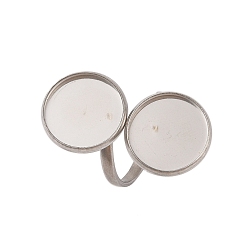 Нержавеющая Сталь Цвет Не тускнеет 304 фурнитура для открытого кольца-манжеты из нержавеющей стали, настройка кольца колодки, плоско-круглые, цвет нержавеющей стали, внутренний диаметр: 17 мм, лоток : 14 мм