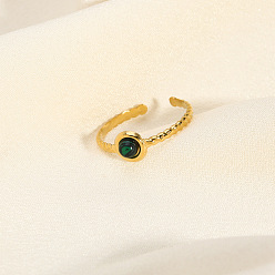 Малахит Круглое кольцо из синтетического малахита, манжетное кольцо из нержавеющей стали для женщин, реальный 18 k позолоченный