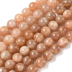 Multi-Moonstone Круглые нити из натуральных бусин из нескольких лунных камней, бусины из лунного и солнечного камня, 10 мм, отверстие : 1 мм, около 38 шт / нитка, 15.4 дюйм