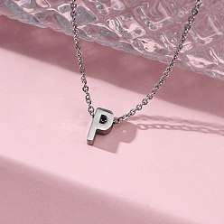 Letter P 304 подвесные из нержавеющей стали ожерелья, буквы, Письмо P, 15.94 дюйм(40.5см)~16.14 дюйм(41см)+54мм удлинитель, буквы: 10x5.5x4 мм.
