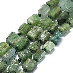 Green Quartz Natural Green Quartz Beads Strands, Nuggets, 6~12x6~7mm, Hole: 0.8mm, about 26~35pcs/strand, 15.55''~16.14''(39.5~41cm)