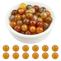 Goldenrod ARRICRAFT Natural Dragon Veins Agate Beads Strands, Dyed, Round, Goldenrod, 8mm, Hole: 1mm, about 48pcs/strand, 14.96 inch(38cm), 2strands/box
