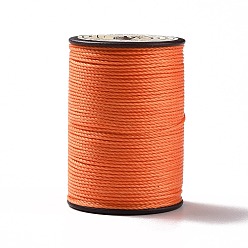 Coral Round Waxed Polyester Thread String, Micro Macrame Cord, Twisted Cord, for Leather Sewing Stitching, Coral, 0.8mm, about 54.68 Yards(50m)/Roll