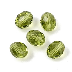Olive Drab K9 Glass Beads, Glass Imitation Austrian Crystal Beads, Oval, Faceted, Olive Drab, 10x8mm, Hole: 1.2~1.4mm