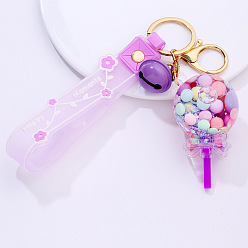 8.Lollipop-Purple Cute Cartoon 5-Star Oil Keychain Candy Ocean Keyring Creative Flower Camera Pendant