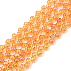 Темно-Оранжевый Стеклянные бусины с гальваническим покрытием , гальваническое покрытие, лампа, темно-оранжевый, 5 мм, отверстие : 1 мм, около 98 шт / нитка, 15.35'' (39 см)