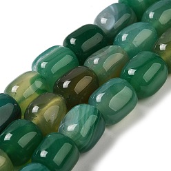 Sea Green Natural Agate Beads Strands, Dyed & Heated, Column, Sea Green, 15~16x11.5~13x11~13mm, Hole: 1.6mm, about 12pcs/strand, 7.17~7.28''(18.2~18.5cm)