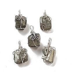 Пирит Латунные подвески из пирита, золотые, без свинца и без никеля , 30~35x16~20x17 мм, отверстие : 4.5 мм