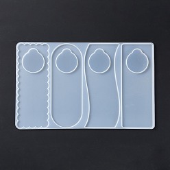 White Doorplate Silicone Molds, Resin Casting Molds, for UV Resin & Epoxy Resin Craft Making, Mixed Shapes, White, 226x363x7mm, Hole: 64x5mm, Inner Diameter: 218x79x4.5mm and 218x78x4.5mm and 218x80x4.5mm