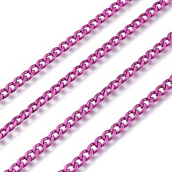 Medium Violet Red Electrophoresis 304 Stainless Steel Curb Chains, Unwelded, with Spool, Medium Violet Red, 4.2x2.6x0.6mm, about 32.8 Feet(10m)/roll