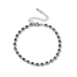 Коричневый Браслеты с квадратными звеньями из кубического циркония, украшения из латуни для женщин, Реальная платина, коричневые, 6-5/8 дюйм (16.7 см)