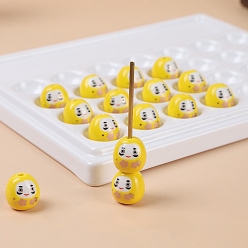 Желтый Фарфоровые бусины ручной работы, яркие остекление, овальные, дхарма, желтые, 16x15 мм