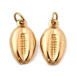 Золотой Вакуумное покрытие pvd 304 подвески из нержавеющей стали, каури оболочки, золотые, 18.6x10.4x3.6 мм, отверстие : 5 мм