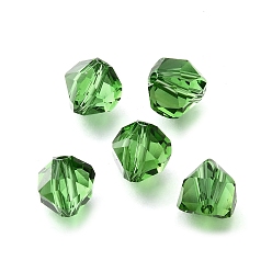 Зеленый лайм Стекло имитация австрийских хрустальных бусин, многоугольник, граненые, зеленый лайм, 7x7.5x7.5 мм, отверстие : 1.2 мм
