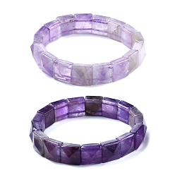 Аметист Натуральные аметистовые бусины эластичные браслеты для женщин и мужчин, внутренний диаметр: 2-1/4~2-3/8 дюйм (5.55~5.95 см)