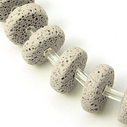 White Natural Lava Rock Beads Strands, Dyed, Heishi Beads, Disc/Flat Round, White, 20x7mm, Hole: 1mm
