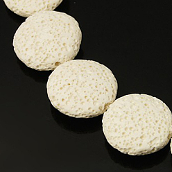 Белый Бусы из натуральной лавы, окрашенные, плоско-круглые, белые, 21x6 мм, отверстие : 1 мм, около 19 шт / нитка, 15.1 дюйм