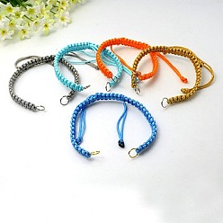 Mixed Color Nylon DIY Bracelet Making, with Brass Rings, Platinum, Mixed Color, 140~175x4~7.5mm