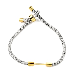 Светло-серый Плетеный браслет из нейлонового шнура, с латунной фурнитурой , реальный 18 k позолоченный, светло-серый, 9-1/2 дюйм (24 см), ссылка: 24x4 mm