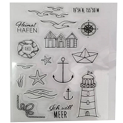 Clear Nautical Theme Plastic Stamps, for DIY Scrapbooking, Photo Album Decorative, Cards Making, Clear, 160x110mm