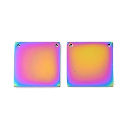 Rainbow Color Ионное покрытие (ip) 304 кулоны для штамповки из нержавеющей стали, зеркальная полировка, квадратный шарм, Радуга цветов, 16x16x1 мм, отверстие : 1 мм
