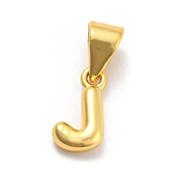 Letter J Brass Charms, Real 18K Gold Plated, Long-Lasting Plated, Lead Free & Cadmium Free, Letter Charm, Letter J, 9.5x6x2.5mm, Hole: 5x3.5mm