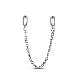Silver TINYSAND 925 Sterling Silver Round Safety Chains & Beads, Silver, 90mm, Hole: 3.72mm