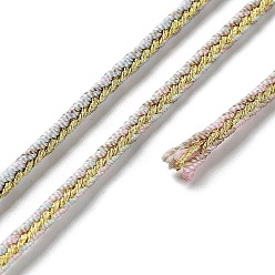 Misty Rose 14M Duotone Polyester Braided Cord, Round, Misty Rose, 2.5mm, about 15.31 Yards(14m)/Roll