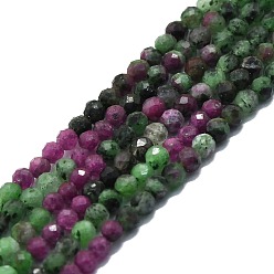 Ruby in Zoisite Natural Ruby in Zoisite Beads Strands, Faceted, Round, 4mm, Hole: 0.8mm, about 108pcs/strand, 15.16''~15.55''(38.5~39.5cm)