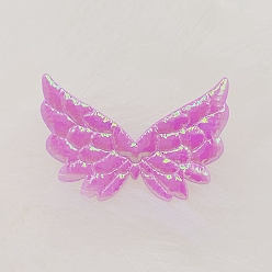 Hot Pink Cloth Embossing Wings, AB Color, Decorate Accessories, Hot Pink, 35x50x1mm