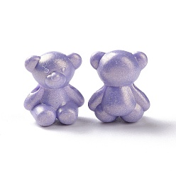 Medium Purple Opaque Acrylic Glitter Beads, Bear, Medium Purple, 18x15x10.5mm, Hole: 3mm, about 410pcs/500g