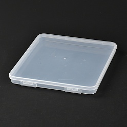 Clear Square Polypropylene(PP) Plastic Boxes, Bead Storage Containers, with Hinged Lid, Clear, 16.4x16x1.7cm, Inner Diameter: 15.2cm