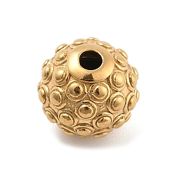 Золотой 304 из нержавеющей стали бусы, круглые, ионное покрытие (ip), золотые, 10.5x9.5 мм, отверстие : 2 мм