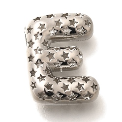 Letter E Полые медные подвески, стойки покрытие, долговечный, без кадмия и без свинца, письмо амулеты, Письмо E, 20.5x15.5x7.5 мм, отверстие : 4.7x3 мм