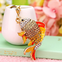 Year after year, there are fish and orange colors Sparkling Diamond Fox Car Keychain Women's Bag Charm Metal Keyring Gift