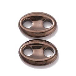 Coffee Plated Vacuum Plating Non-magnetic Synthetic Hematite Connector Charms, Oval, Coffee Plated, 13x18x3.5mm, Hole: 4.5mm